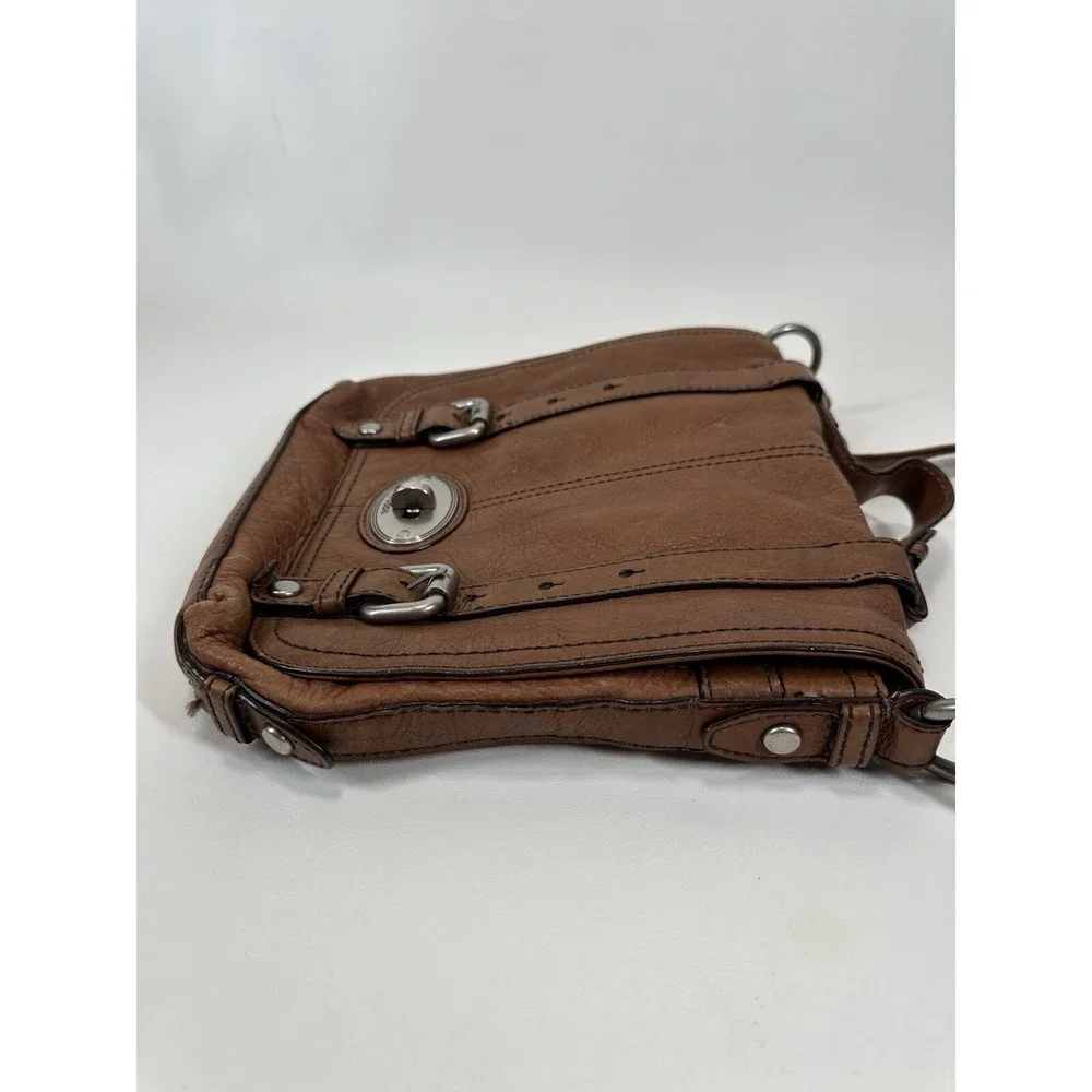 Fossil Turn Lock Satchel Handbag ZB4501 Womens Caramel Maddox Organizer‎ Flap